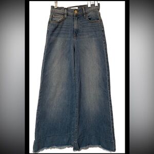 FRAME Le Palazzo Light Wash Wide Leg Fray Wide Hem Sz 27